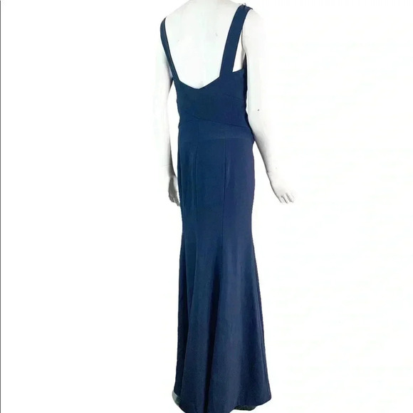 Dessy Collection Vivian Diamond Midnight Blue Formal Gown Cocktail Dress Prom 6 - Picture 4 of 7